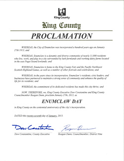 Proclamation of Enumclaw's Centennial