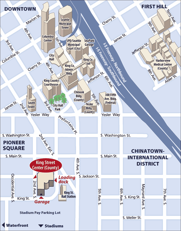 Map of King Street Center in downtown Seattle.