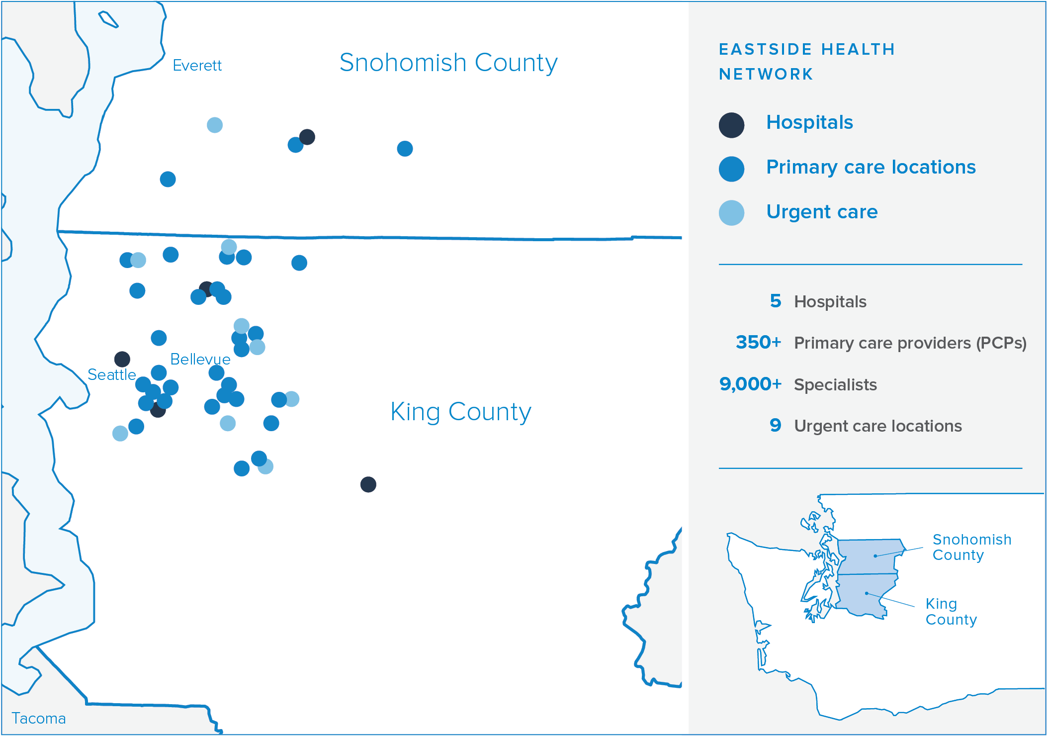 Eastside Health Network map