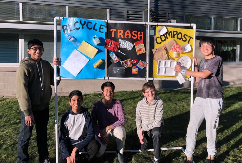 Green Team students at Pacific Cascade Middle School created stand and signs for cafeteria sorting