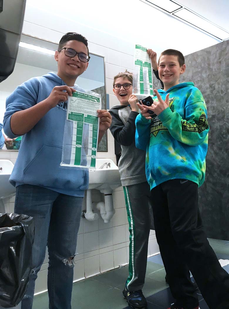 Green Team students at Pacific Cascade Middle School measured school faucet flow