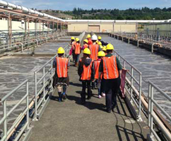 students touring a wastewater treatment plant