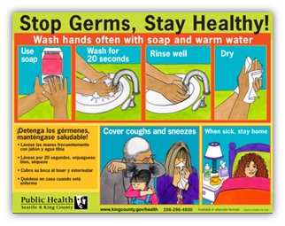 Stop Germs, Stop Healthy hand washing poster