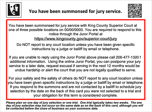 Jury notice post card back