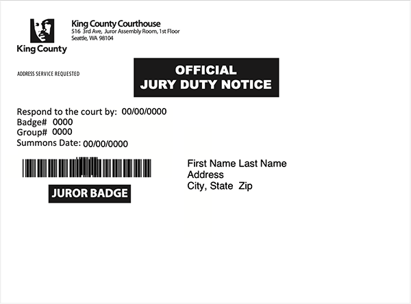 Jury notice post card front