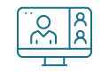 Icon drawing of computer screen with people in a meeting.