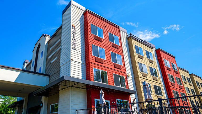 Exterior photo of Redmond's Health Through Housing building.