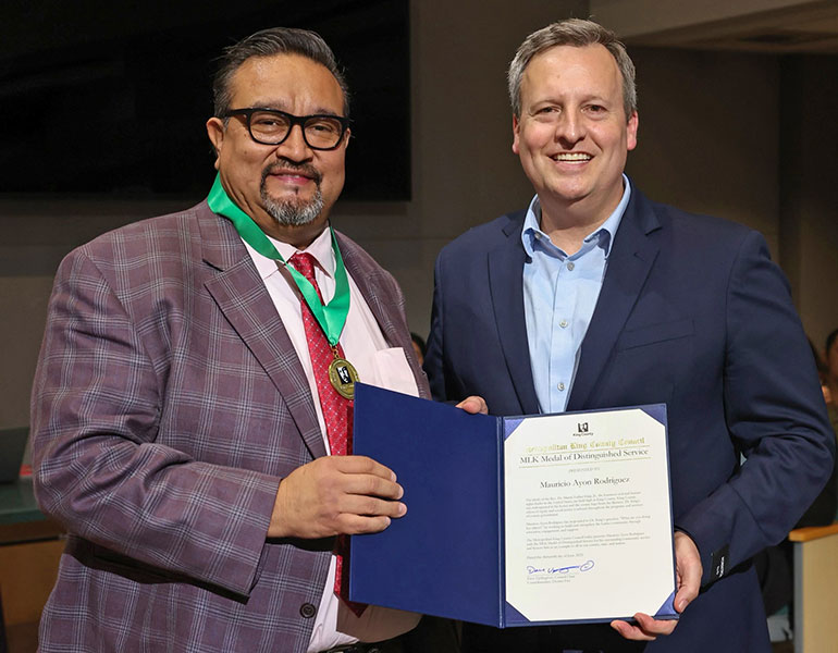 Council Chair Upthegrove presents MLK award to Rodriquez