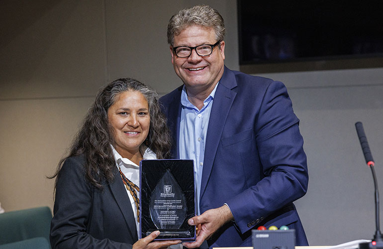 2024 Recovery Champion Esther Lucero and King County Councilmember Reagan Dunn.