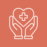 Icon of a heart above two hands.