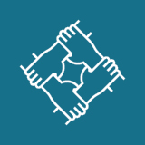 Icon of 4 hands in a square.