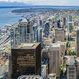 Aerial view of Seattle skyline.