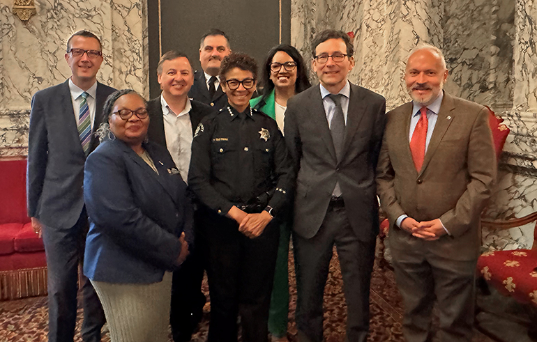Councilmember Dembowski and public safety leaders joined Governor Bob Ferguson at the signing of House Bill 2015