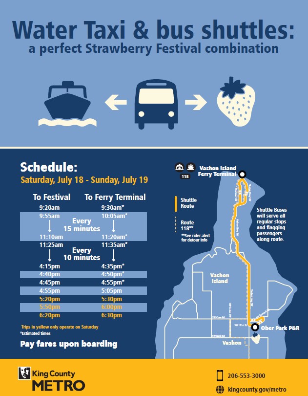 Water taxi and bus shuttles schedule