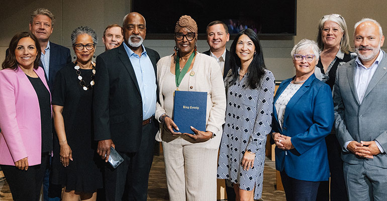 Councilmembers with Gwen Allen Carston, District 5 MLK award recipient.