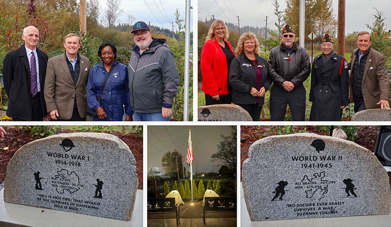 Interurban Trail War Memorial ribbon-cutting on Veterans Day.