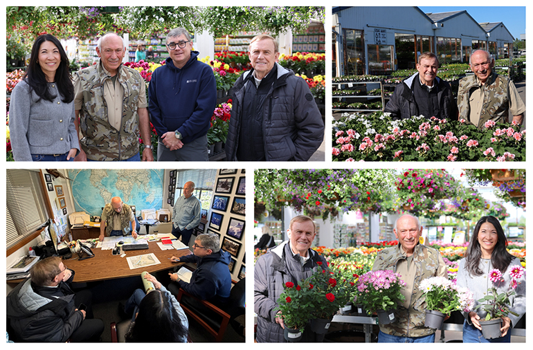 Photo collage of Mike Carpinito, Councilmembers Fain & von Reichbauer & FCD Deputy Director Schauer at the Carpinito Brothers garden center & office.