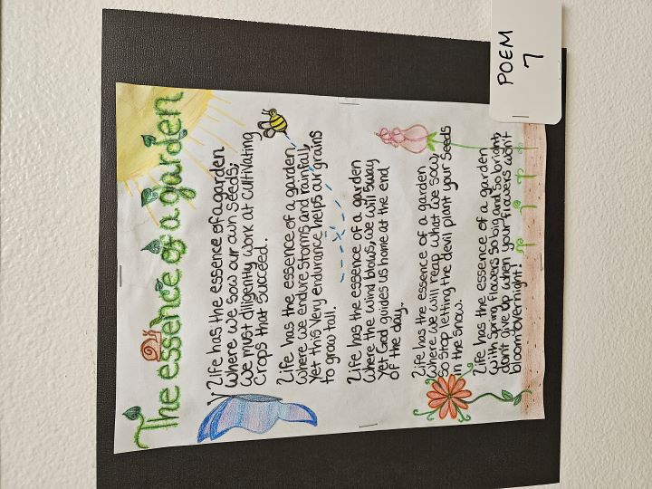 A poem by jail resident Marissa Pettit earned second place during a spring-themed poetry contest at King County's Maleng Regional Justice Center in Kent in May 2025.