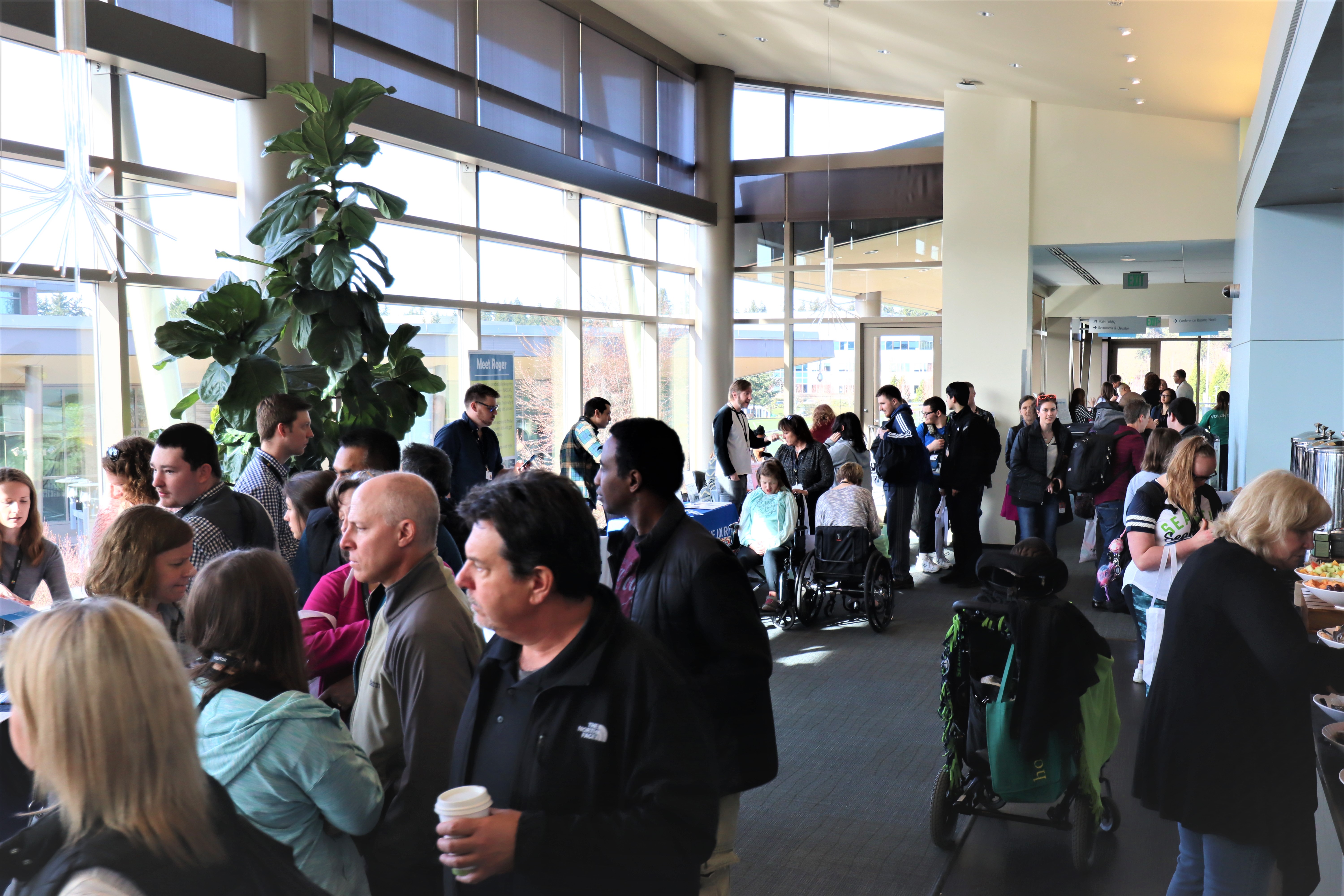 crowded brightly lit resource fair