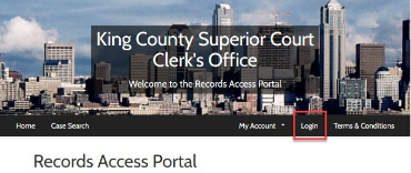 Screenshot of KC Script Portal menu bar with Login circled