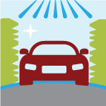Illustration of a car in a carwash