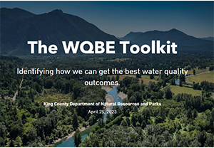 The WQBE Toolkit: Identifying how we can get the best water quality outcomes, King County Department of Natural Resources and Parks