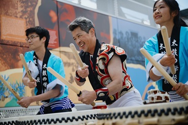 School of TAIKO performs at the ribbon-cutting ceremony for King County Parks' new trail bridge connecting Eastrail to Sound Transit's Wilburton Station.