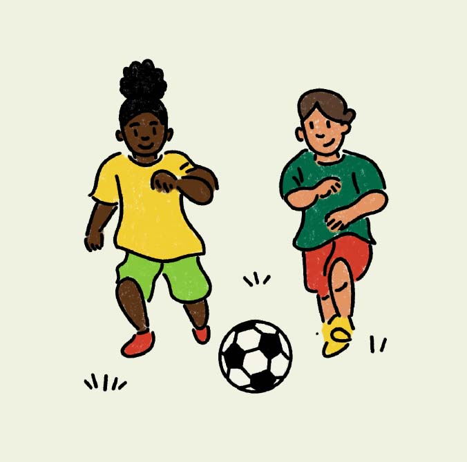 Art of kids playing soccer