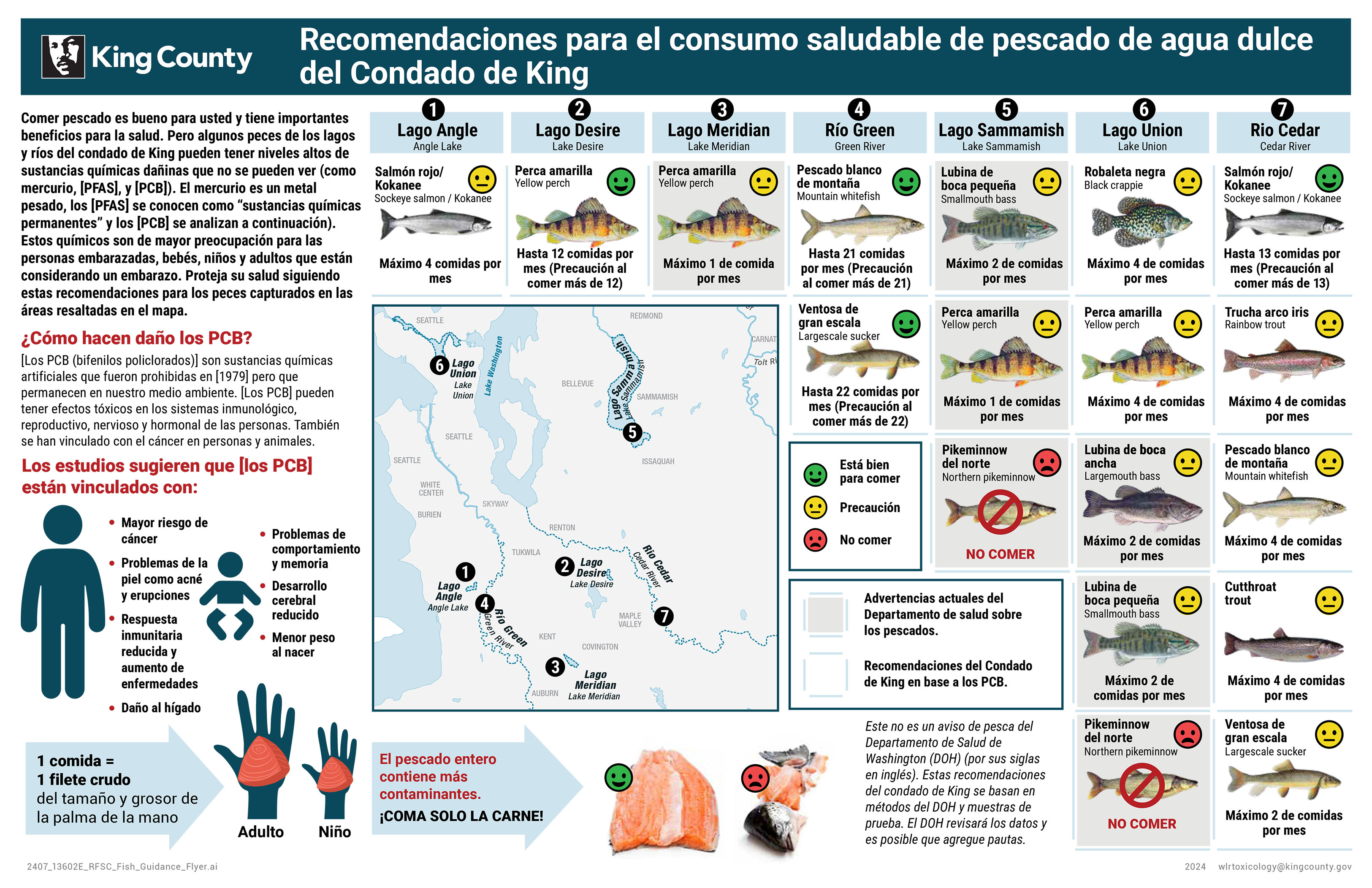 Recomendaciones para el consumo saludable de pescado de agua dulce del Condado de King