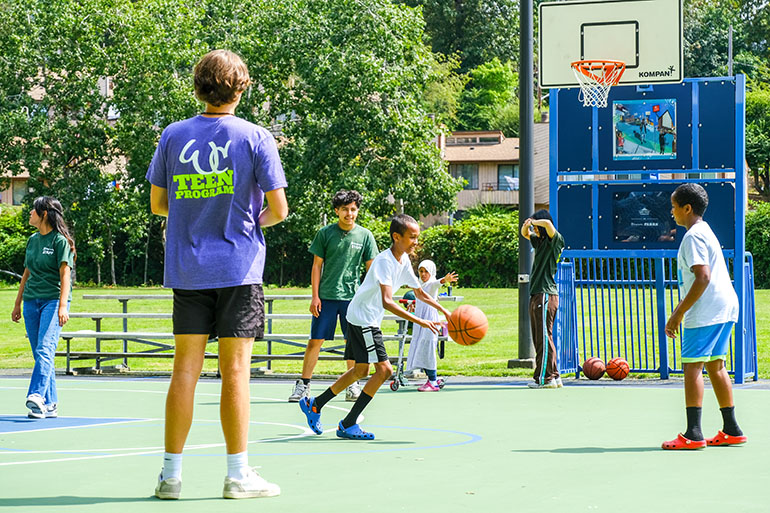 Kids playing basketball
