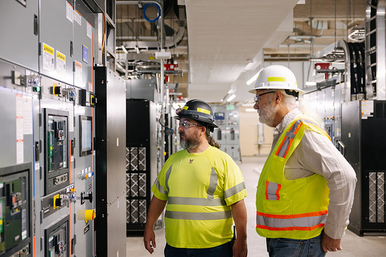 Wastewater Treatment Plant operators monitor electricity to ensure reliable power to keep the pumps operating