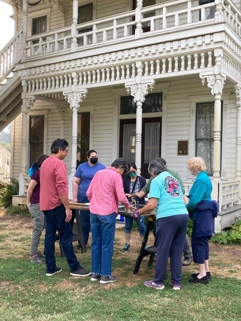 Historic wood window repair workshop at the 1894 Neely Mansion outside Auburn.