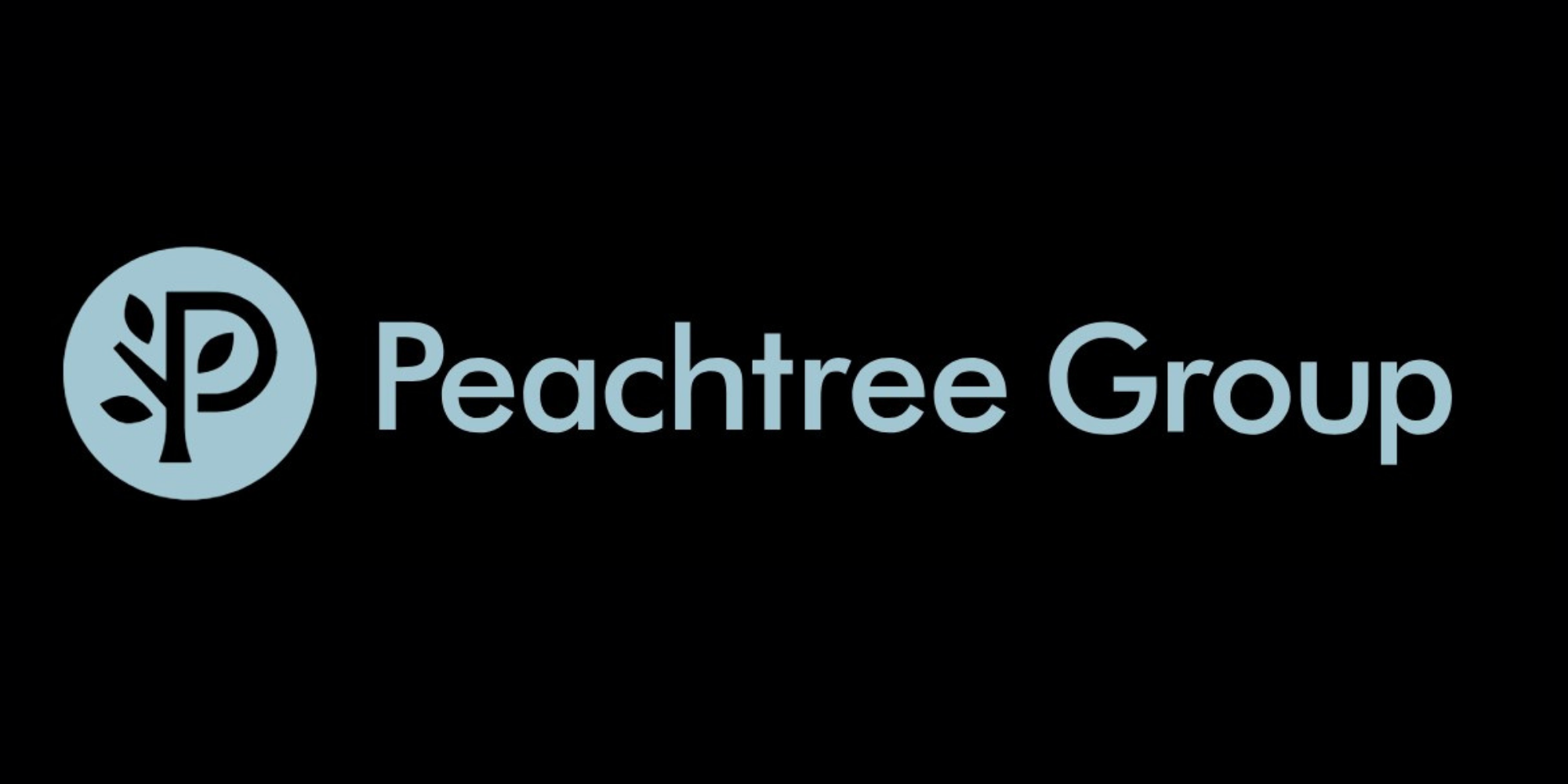 logo with a P, a tree and text to read: peachtree group