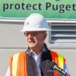 DNRP Director John Taylor leading a press tour of the new battery power system at West Point Treatment Plant in Seattle