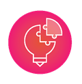 Icon illustration of a lightbulb with a puzzle piece.