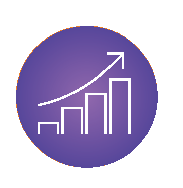 Icon illustration of a graph showing upward progress.