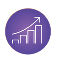 Icon illustration of a graph showing upward progress.