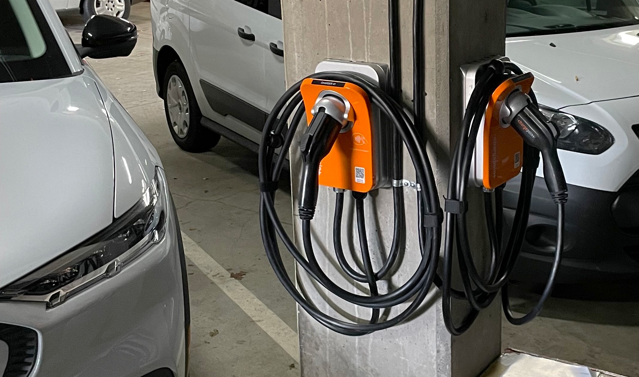 EV charger in parking garage