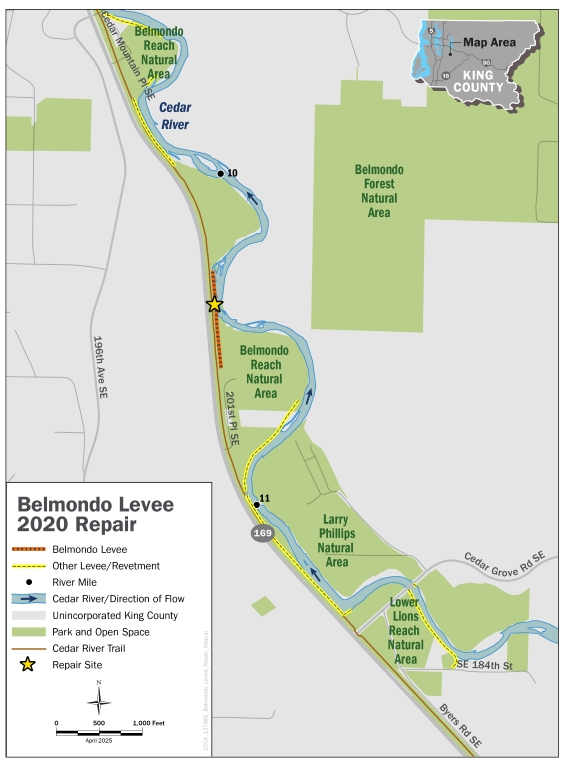 Map of the Belmondo Levee Repair Site next to SR 169