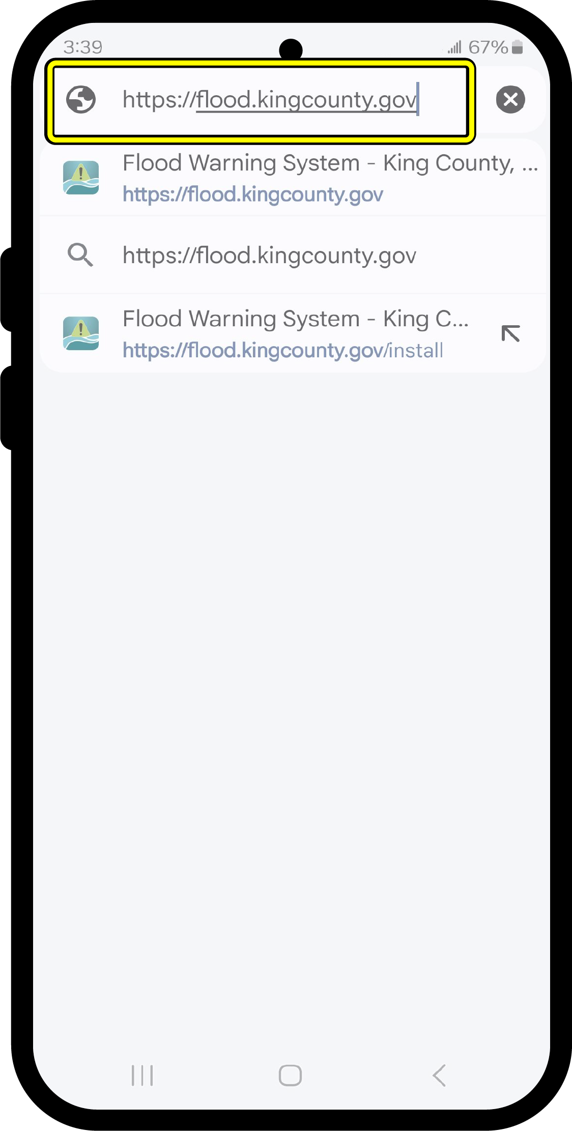 Enter website screen