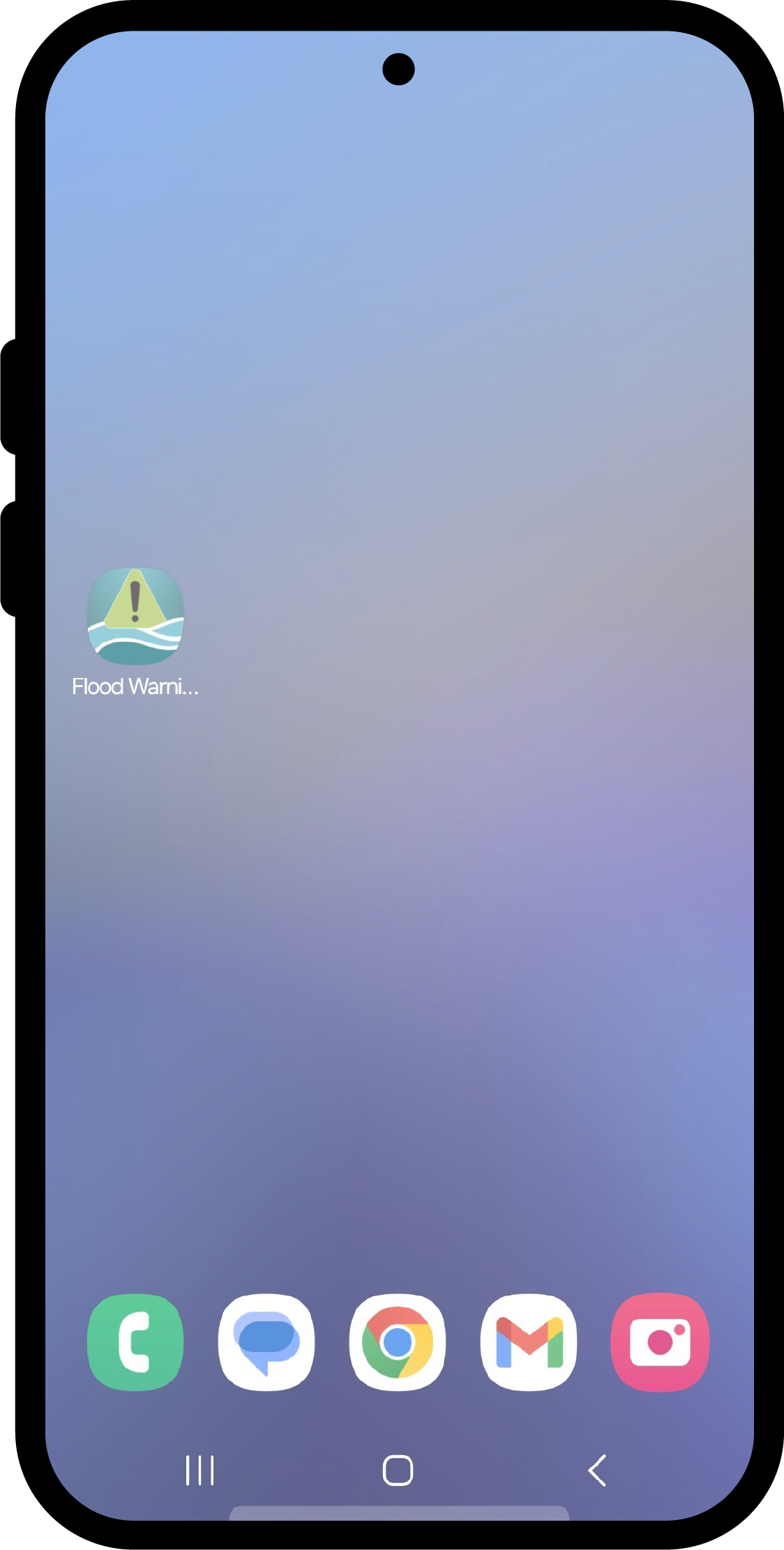 Home screen shown with app 
