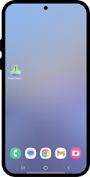 Home screen shown with app