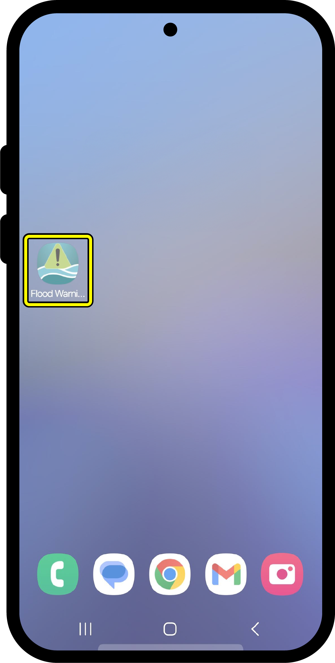 Home screen with app shown