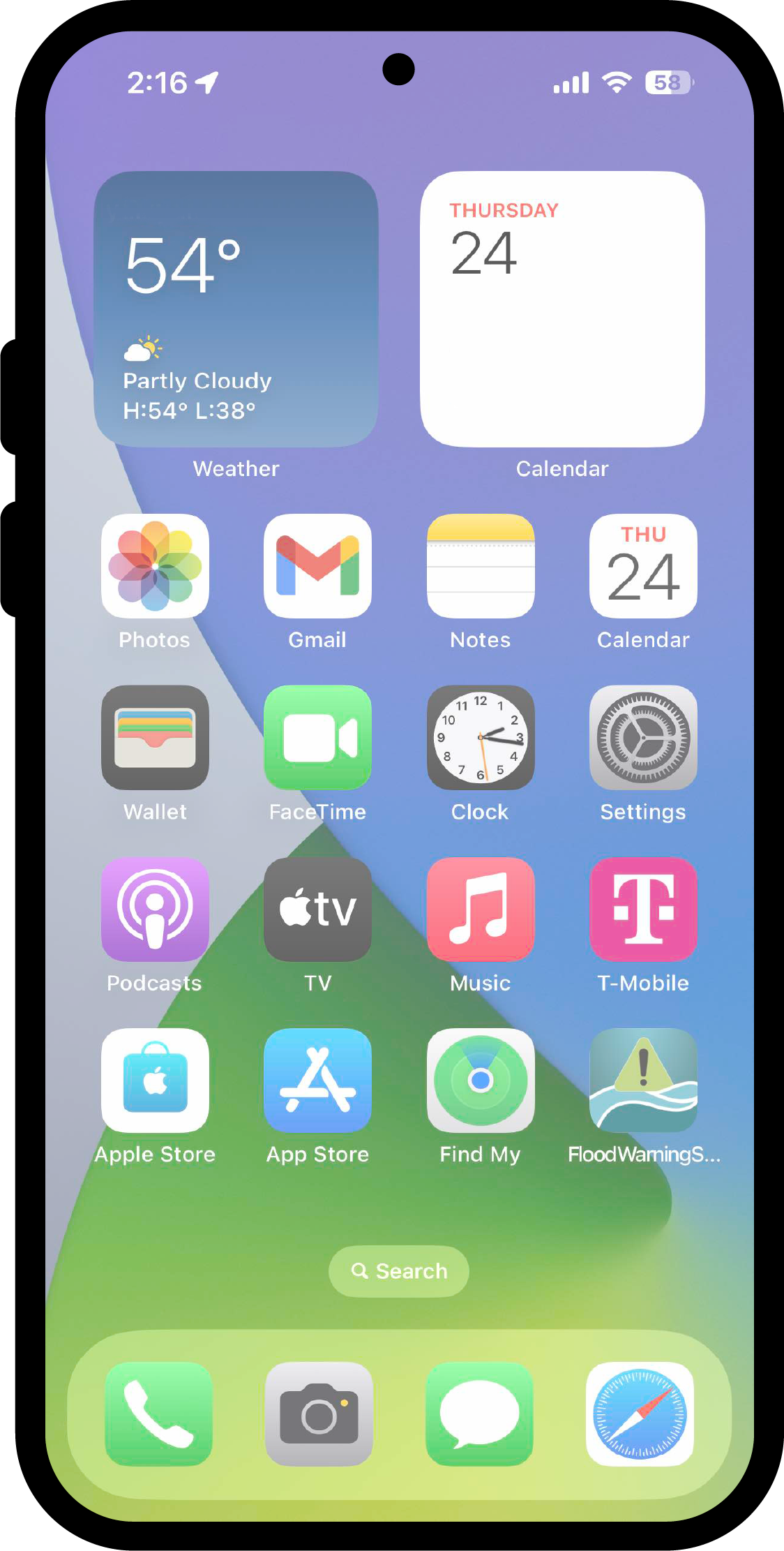 Home screen with app installed