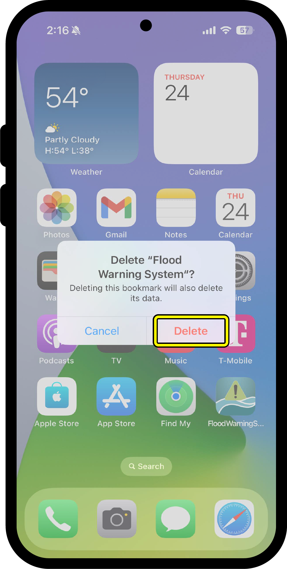 Delete app box 