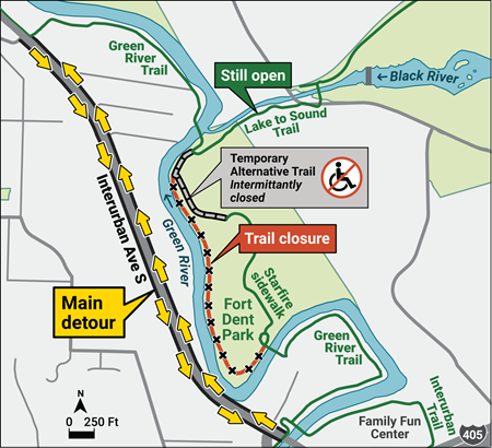 Map of project area showing detour routes.