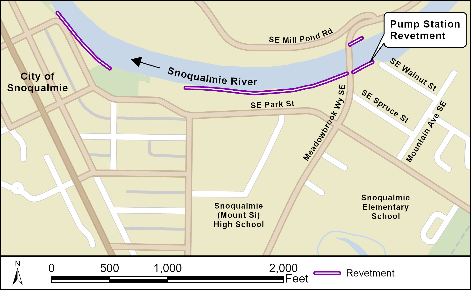 image of the project area map, outlining where the revetment is currently.