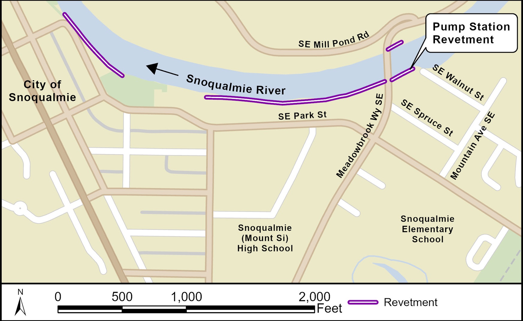 image of the project area map, outlining where the revetment is currently.