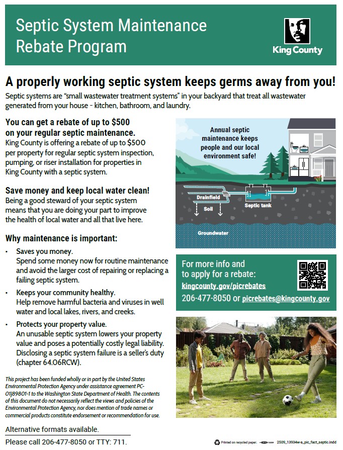 Fact sheet for septic maintenance rebate