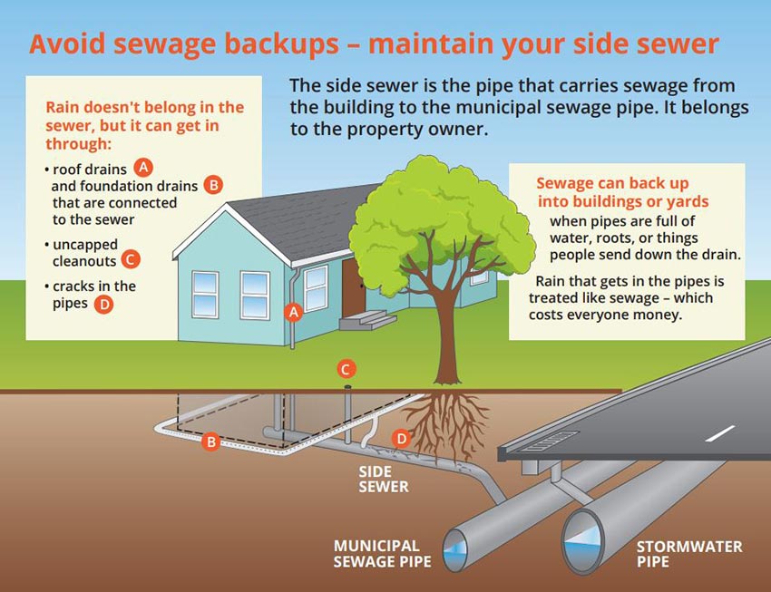 side sewer cross section and sewer pipe responsibility